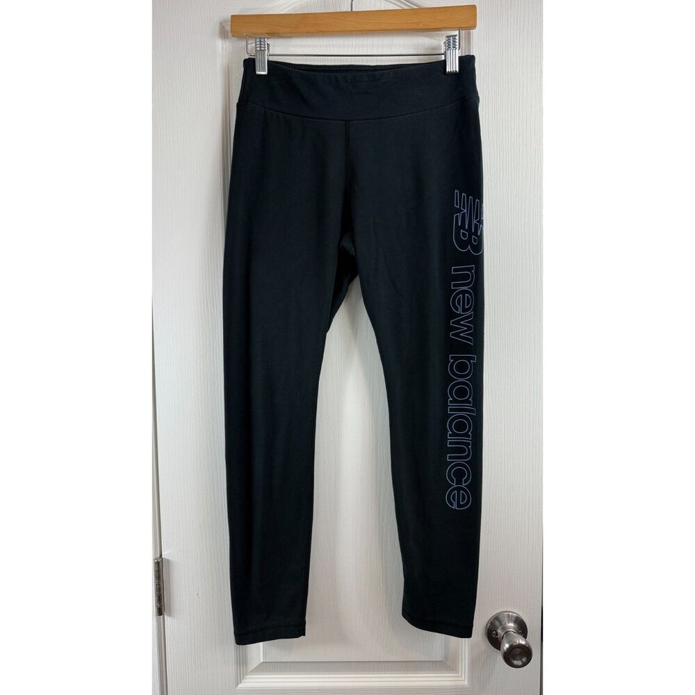 New Balance Women's Black Logo Leggings Cotton Polyester Blend Size M Medium